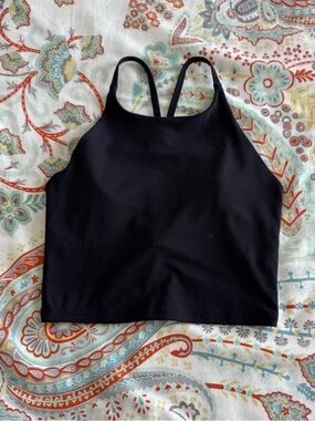 Black Racerback Cropped Athletic Tank Top
